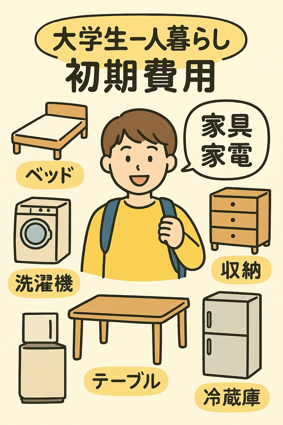大学生必見一人暮らしデビュー｜初期費用の不安を解消する家具家電の選び方