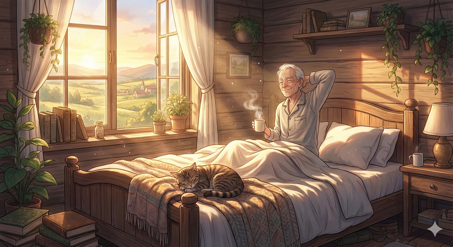 今朝も、ゆっくりとした時間の流れの中で目が覚めました。