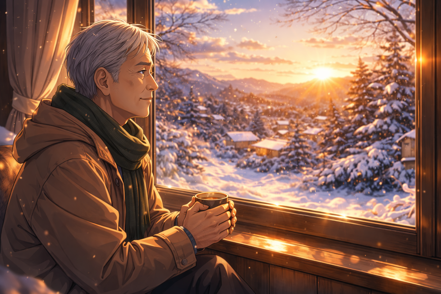 一日を振り返る冬の光