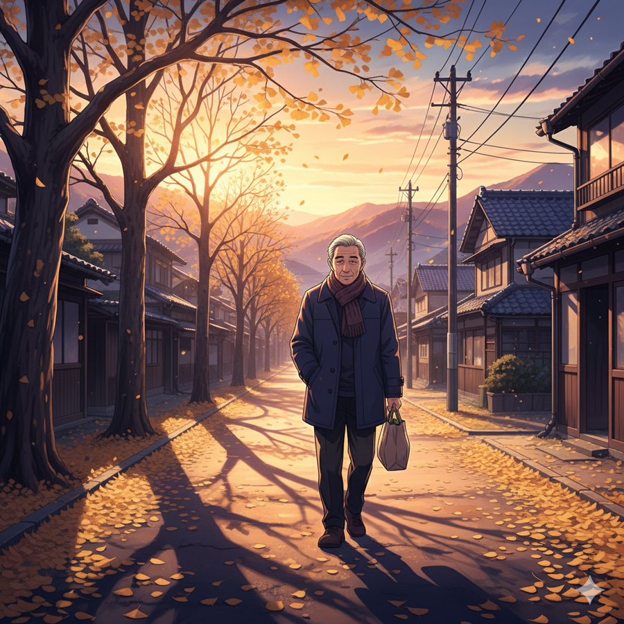 冬の光が長く伸びる帰り道