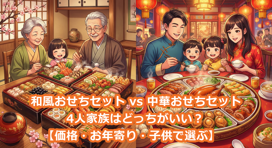 和風おせちセット vs 中華おせちセット|4人家族はどっちがいい?【価格・お年寄り・子供で選ぶ】