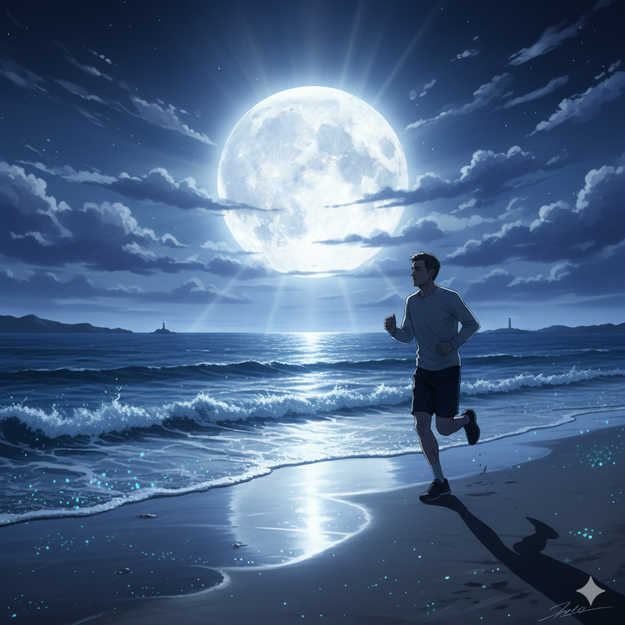 月明かりの海岸線を走った夜を思い返して