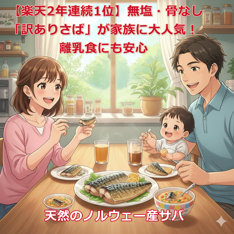 【楽天2年連続1位】無塩・骨なし「訳ありさば」が家族に大人気！離乳食にも安心