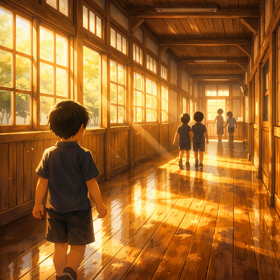 木の廊下に響く足音