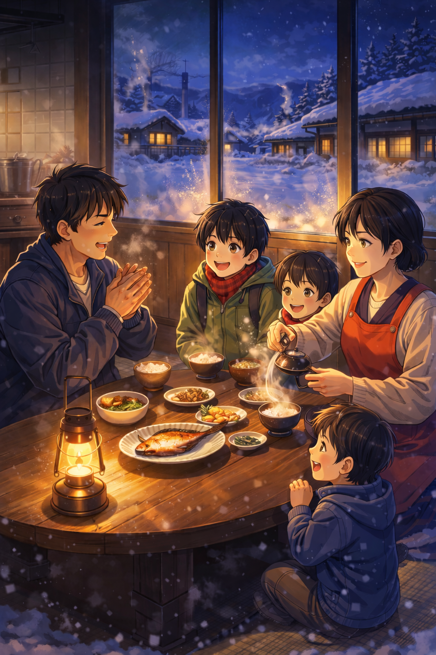 夕暮れの湯気と家族の時間