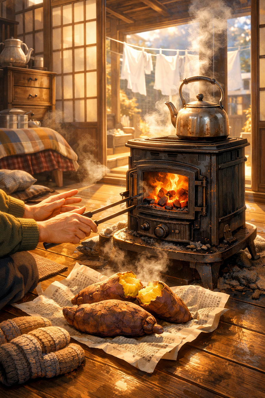 洗濯物の揺れと、石炭の匂い