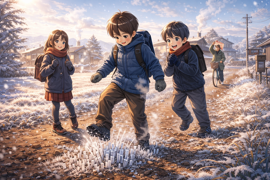 霜柱を踏んだ通学路