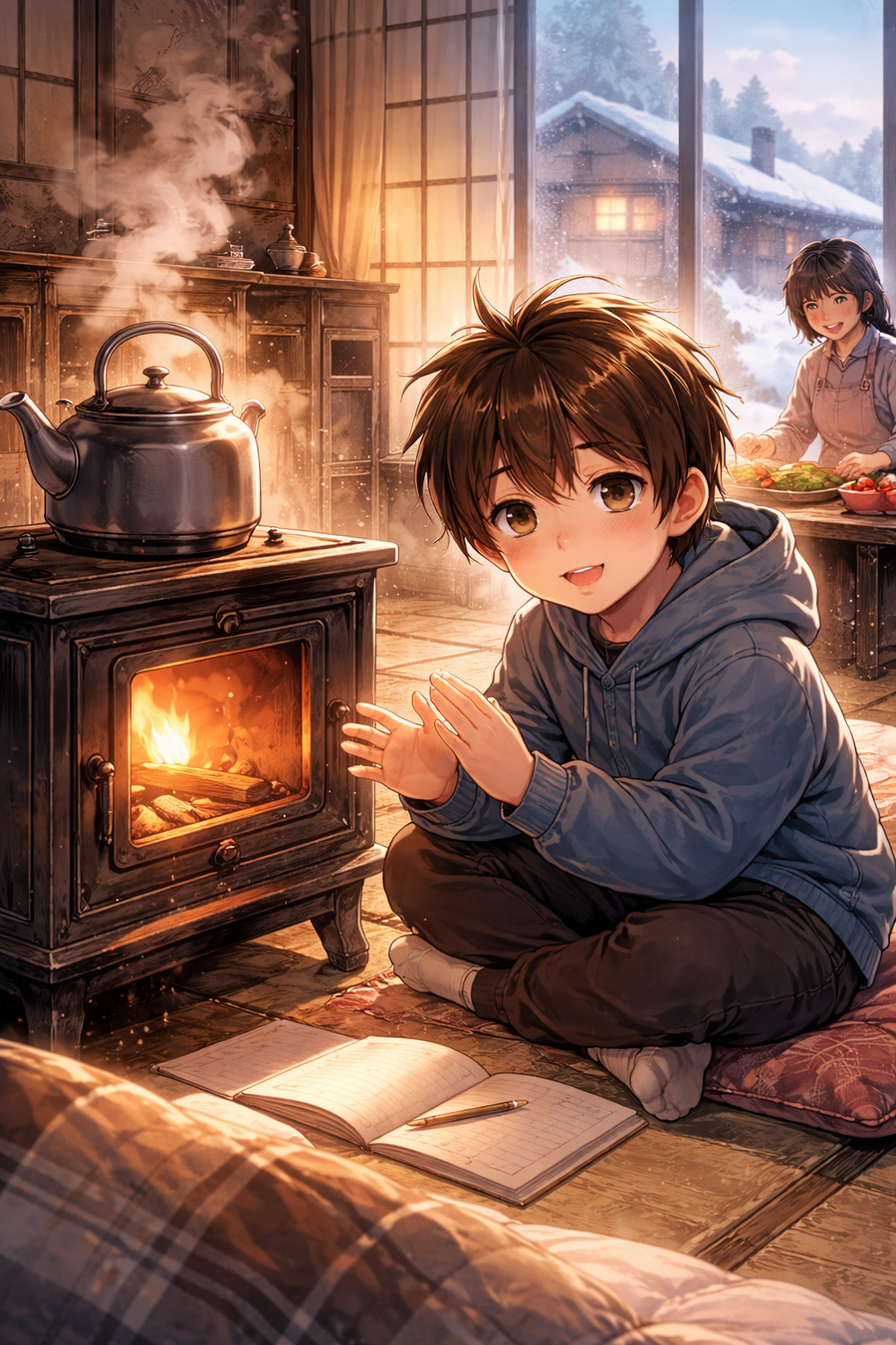 ストーブのいちばん前