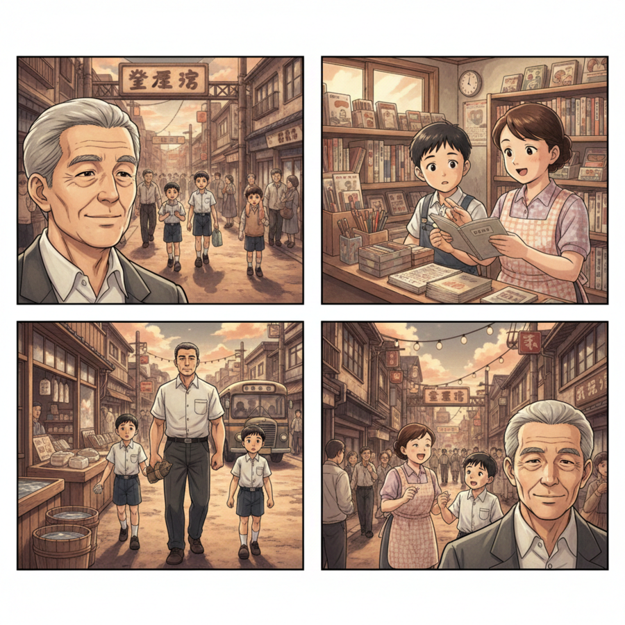 父の背中、母の声が響くバス通り