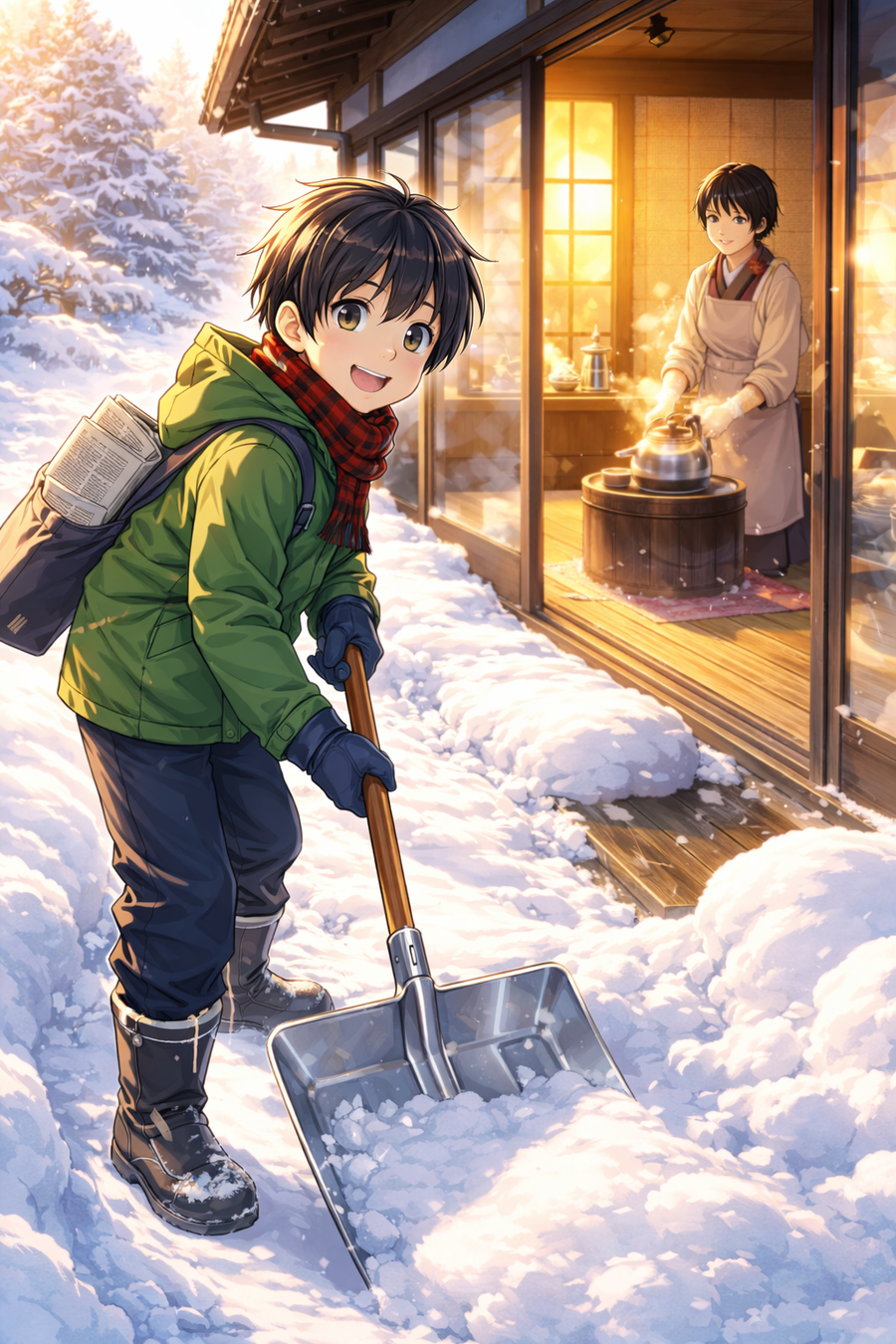 雪と朝刊のぬくもり