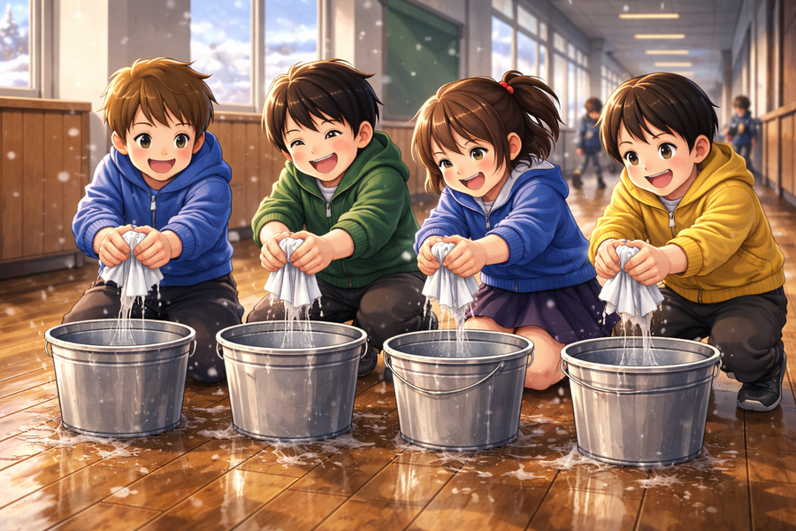 雑巾しぼり競争