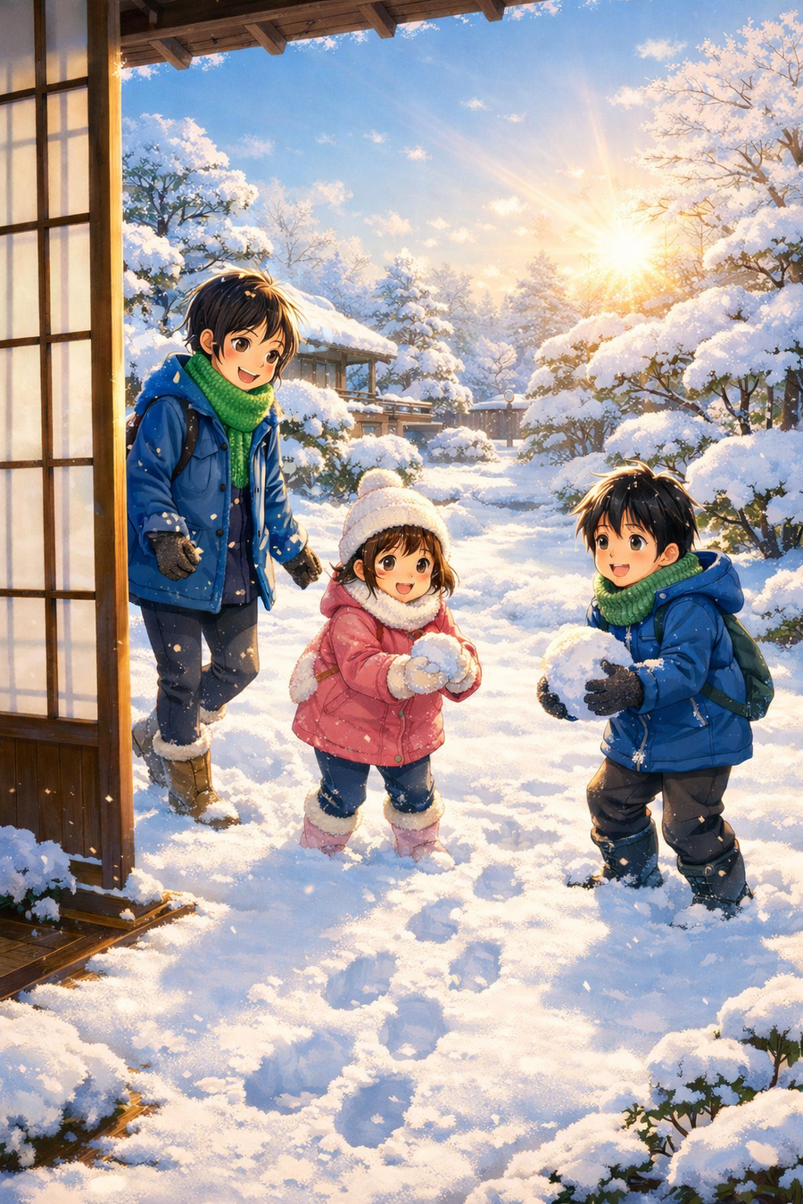 白い朝に広がる三人の世界