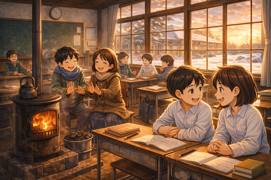 木造校舎の廊下に響いた足音