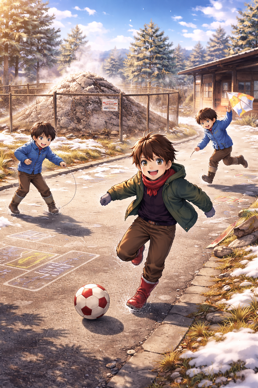 雪の広場は、冬の遊び場だった