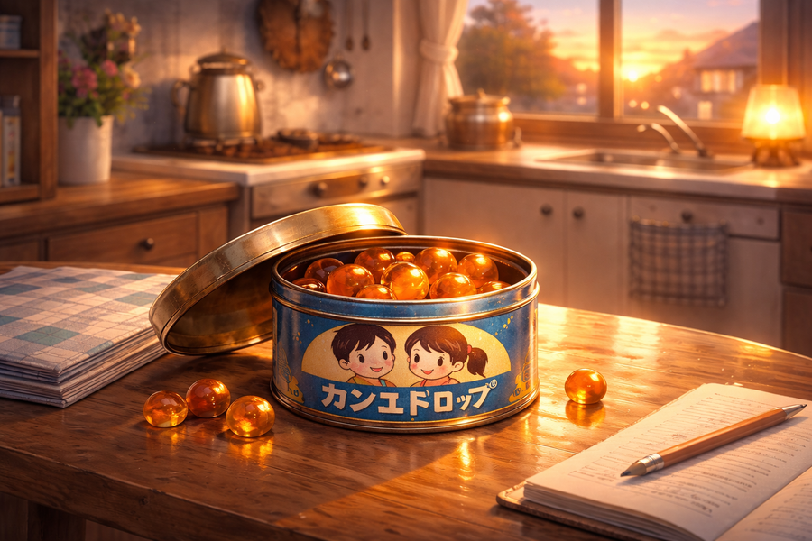 夕方の家の音と、肝油ドロップのブリキ缶