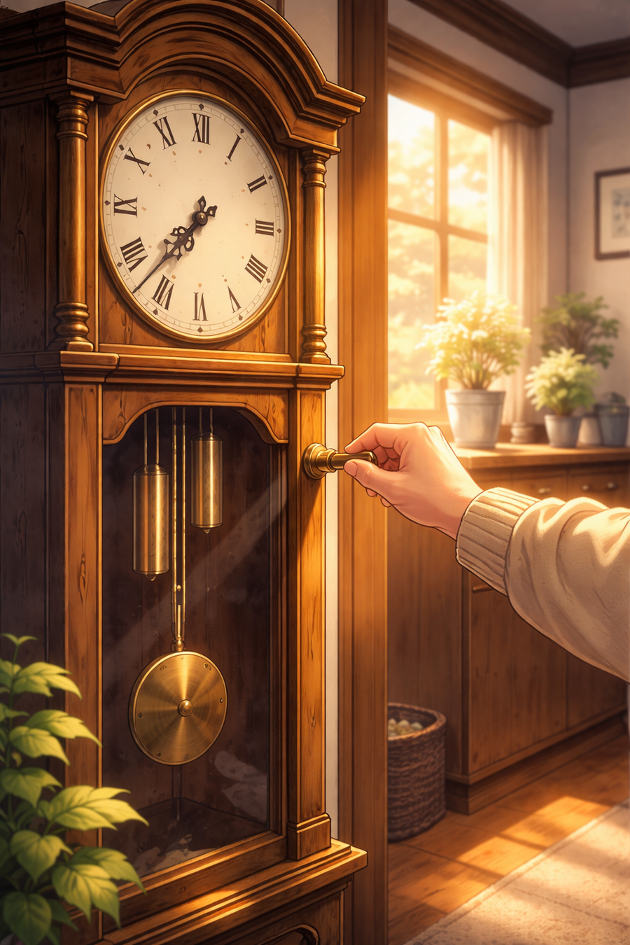 ギリギリとねじを巻く音が、静かな部屋に響きわたる。