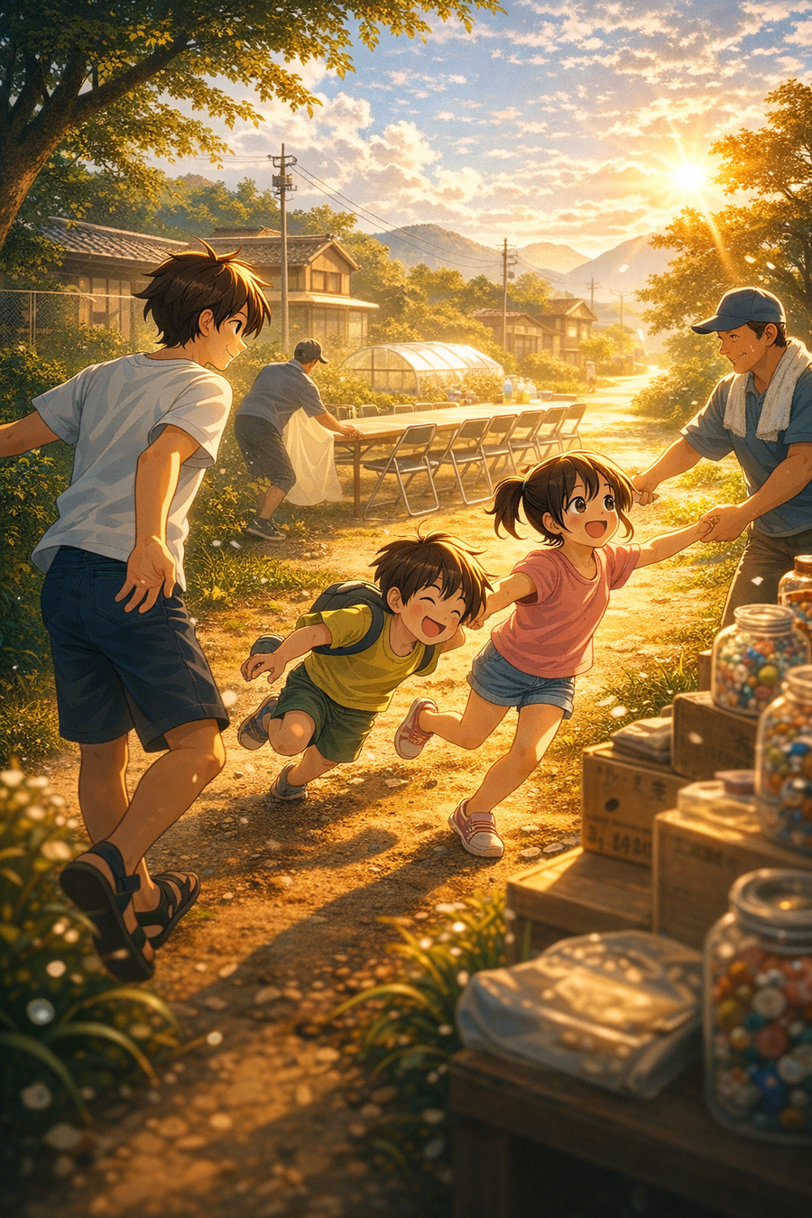 伸びゆく影を追いかけて、三人は家路を急いだ。