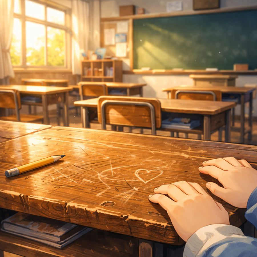 木の机が覚えていた、あの頃のぬくもり