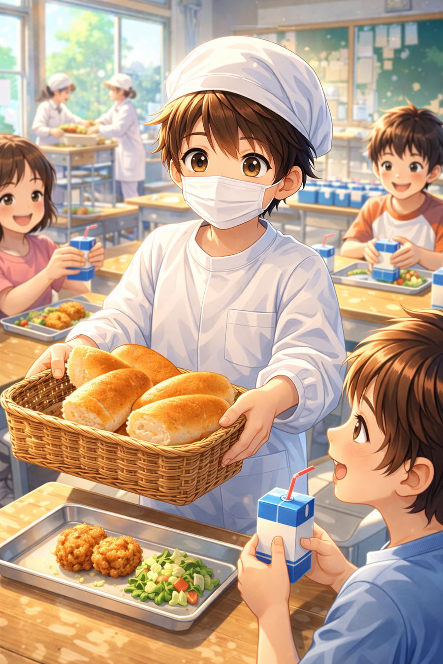 給食当番の白い帽子と、ちょっとした誇らしさ