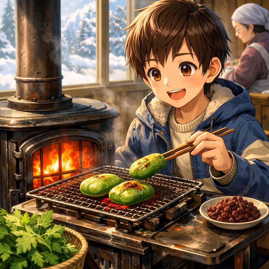 よもぎの香りと冬の夕暮れ ― 緑色の記憶をかじる