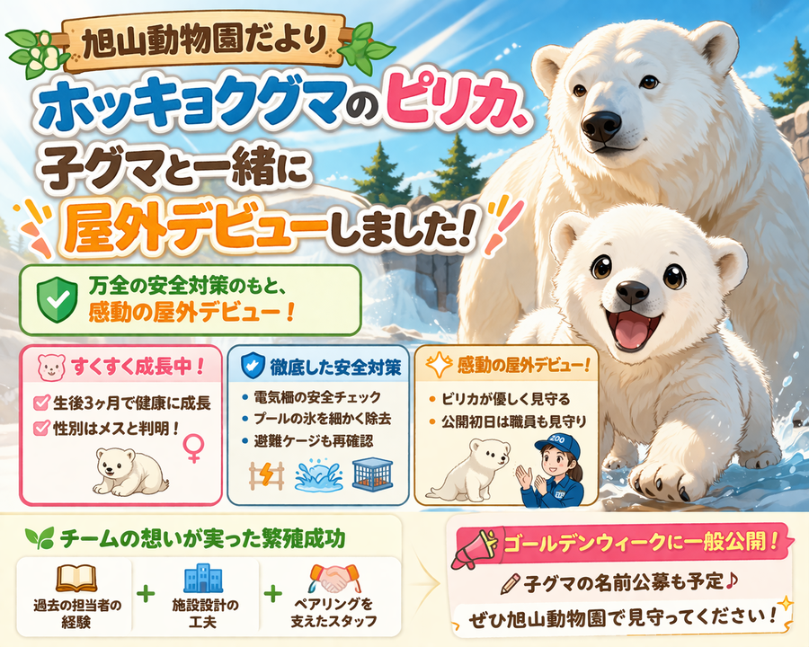 旭山動物園ピリカの子育て日記②｜子グマ成長と感動の屋外デビュー完全記録