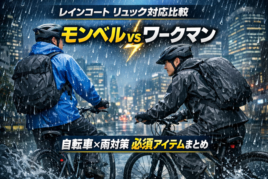 レインコート リュック対応比較 モンベルvsワークマン自転車梅雨対策