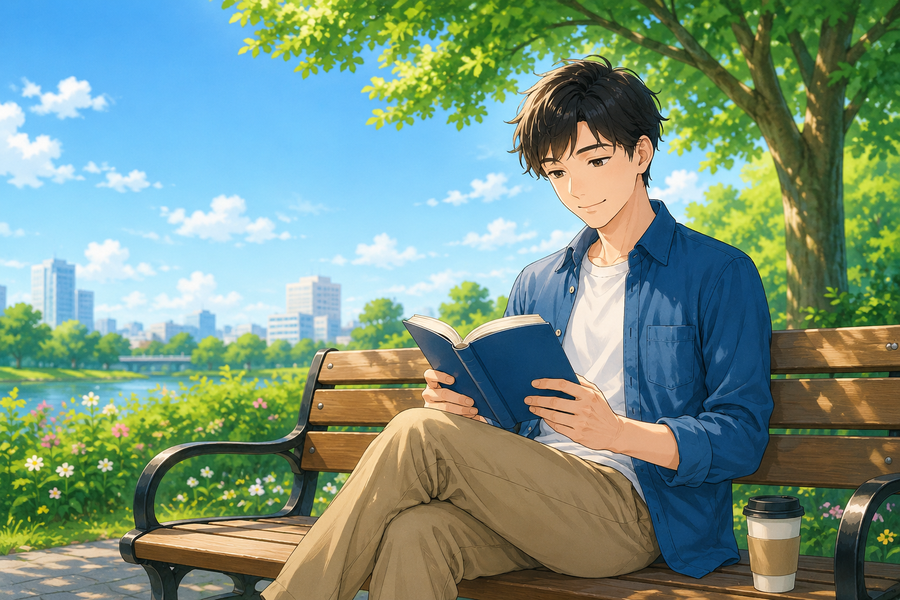 好きな趣味を楽しんでいる男性のイラスト