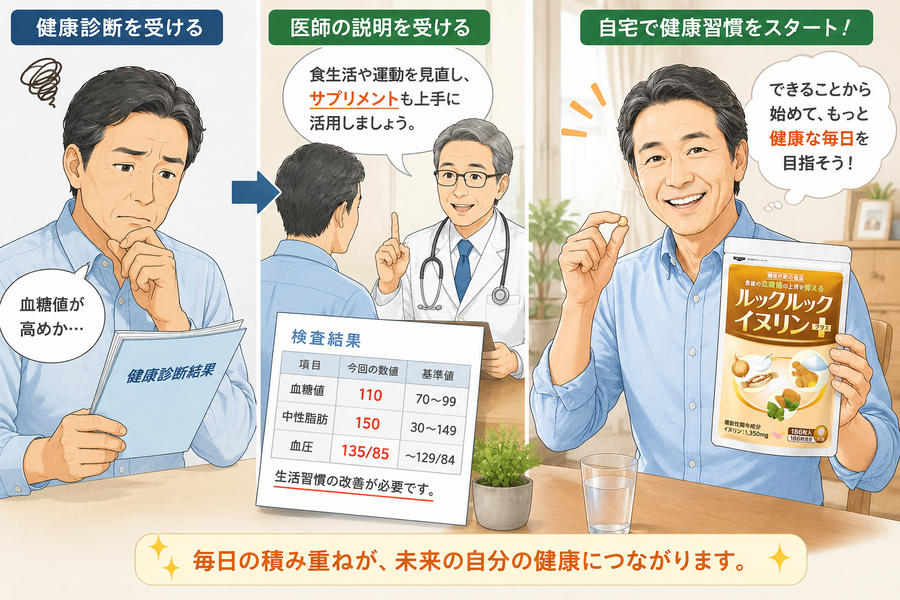 健康診断をきっかけに健康管理を始める男性