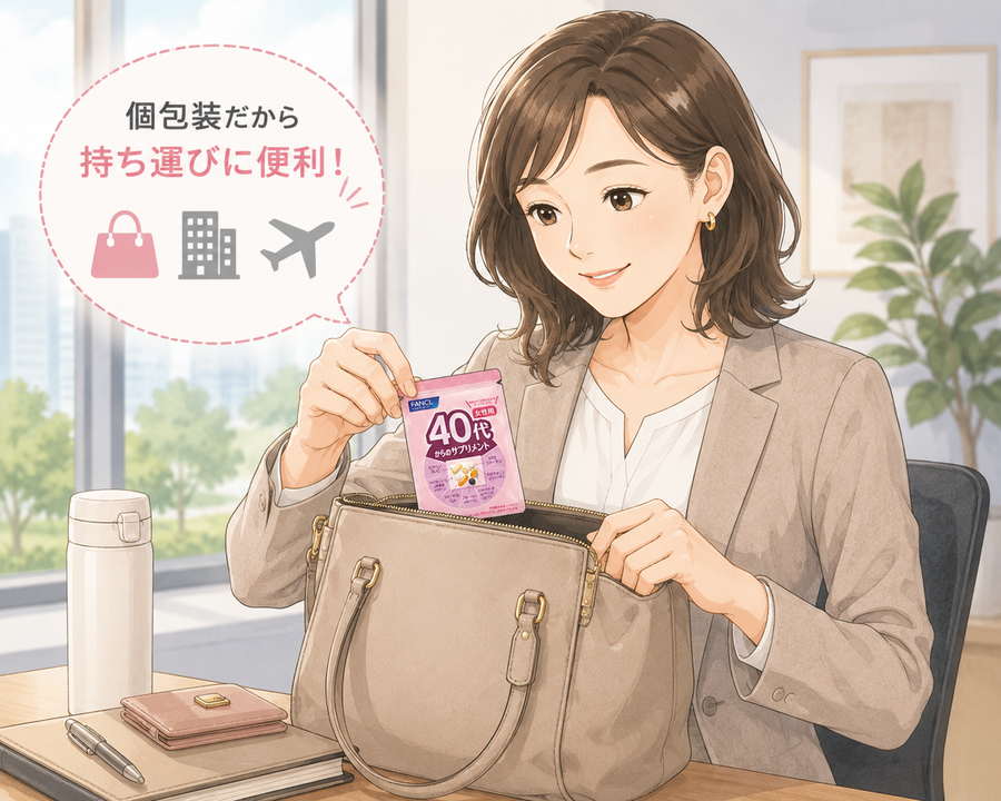 個包装タイプを持ち歩く女性のイラスト