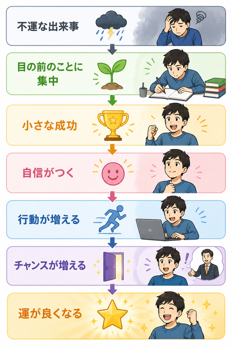 運が良くなる流れのフローチャート