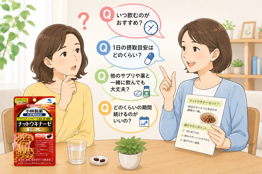サプリメントについて疑問を持つ女性とお友達との会話