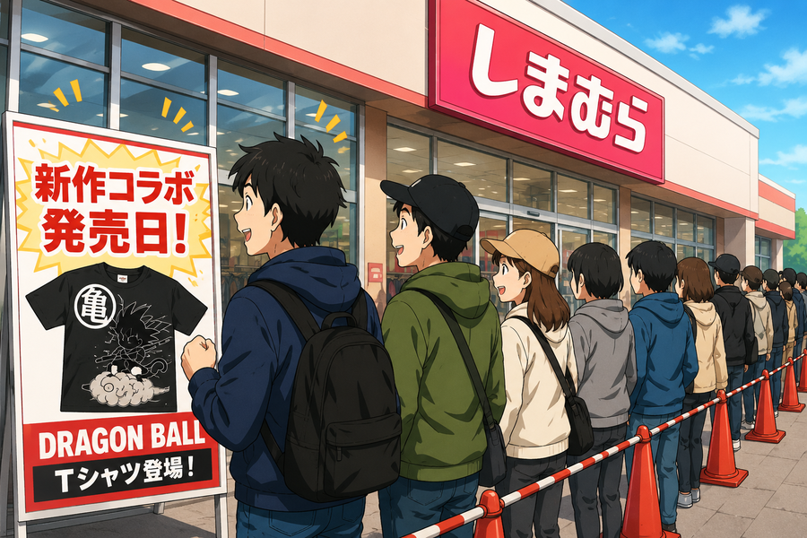 アパレルショップの前に並ぶ人たち