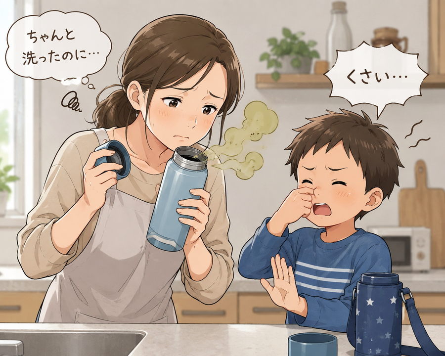 水筒の臭いに悩むママと子ども