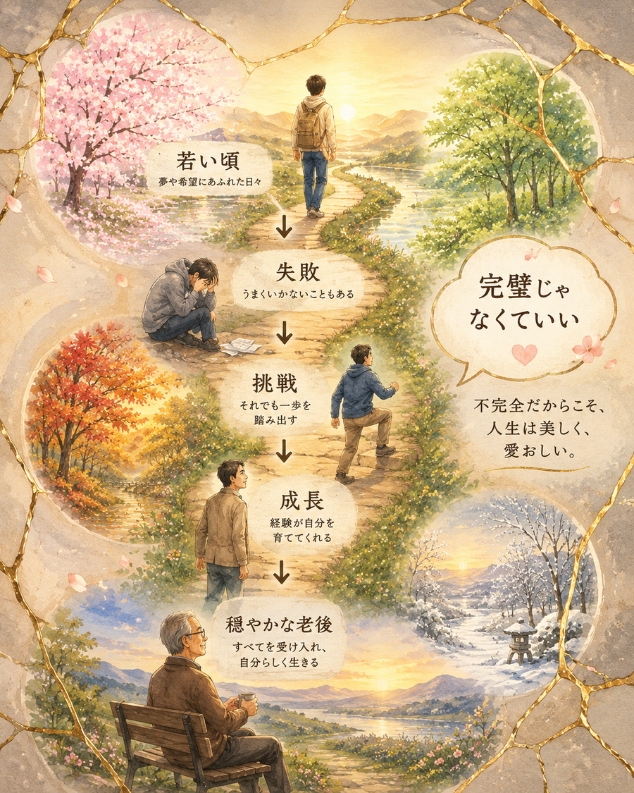 わび・さびが教える幸せな人生イラスト