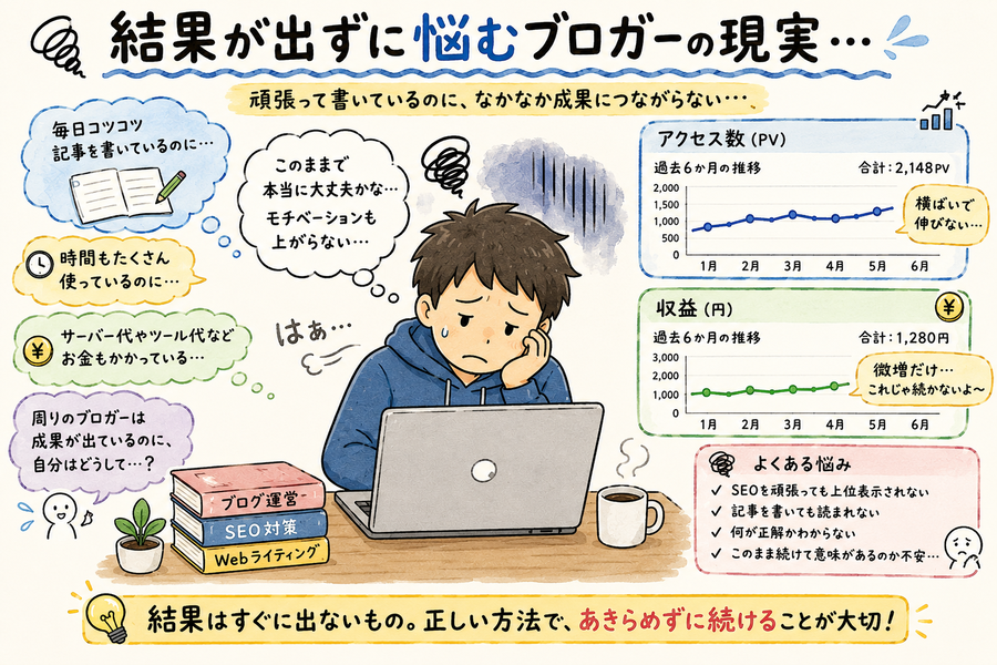 結果が出ず悩むブロガー