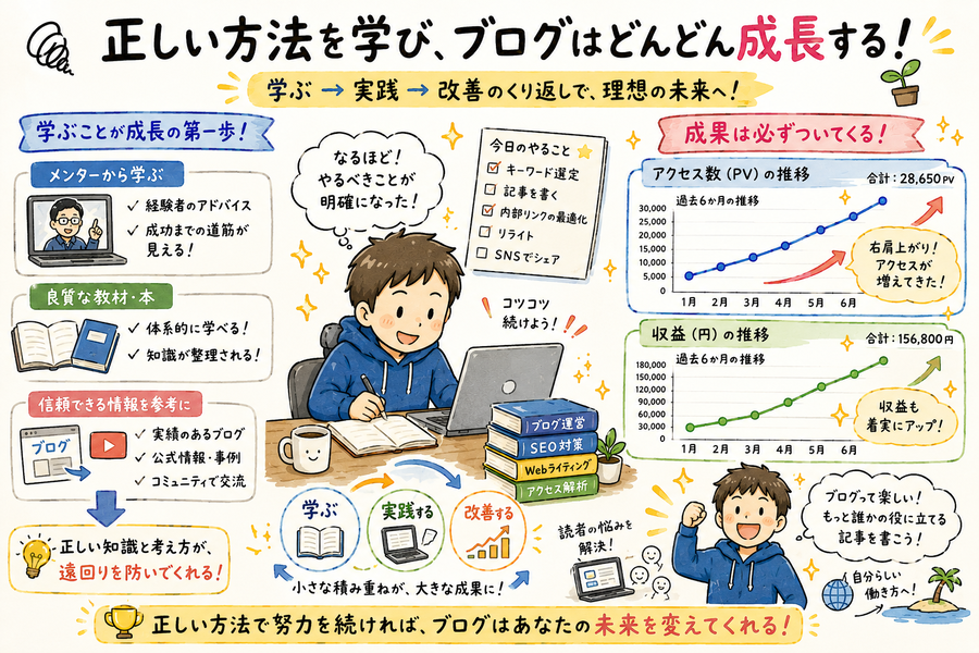 正しい方法を学び成長する人物