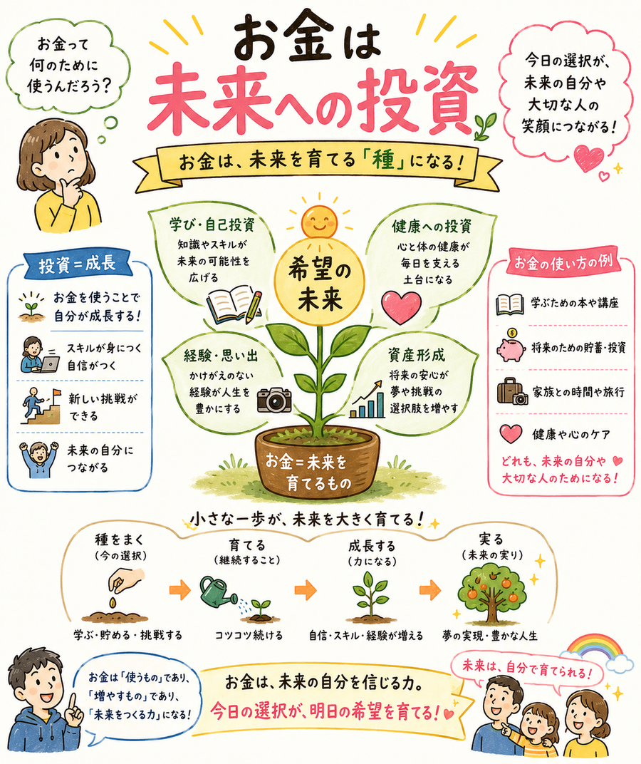 貯金箱から芽が出ているイラスト