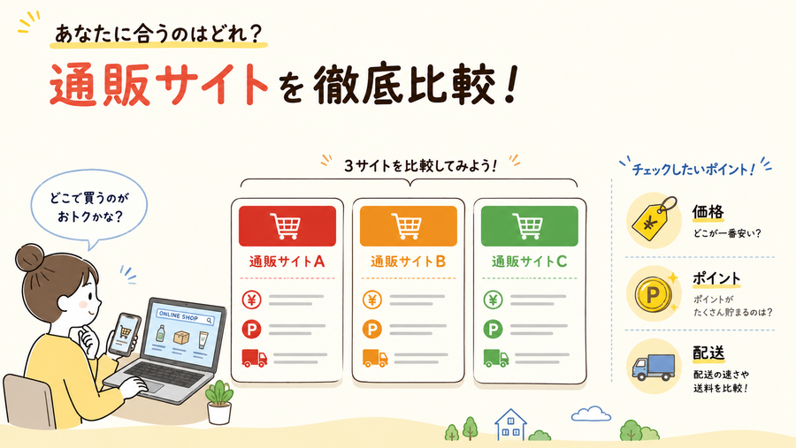 楽天市場・Amazon・Yahoo!ショッピングの通販サイトを比較したインフォグラフィック