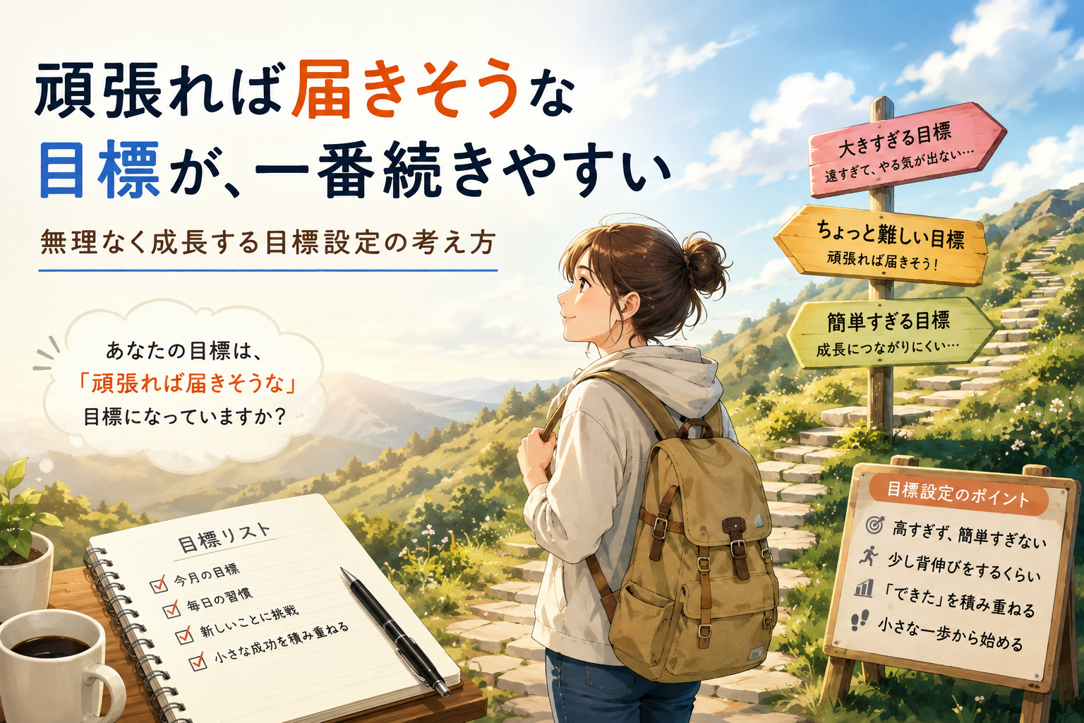 頑張れば届きそうな目標が、一番続きやすい｜無理なく成長する目標設定の考え方