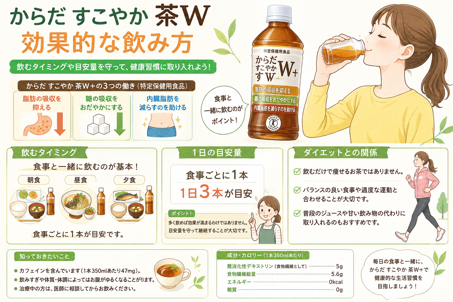 からだ すこやか 茶w 効果的な飲み方｜飲むタイミング・1日の目安量・痩せる効果を解説