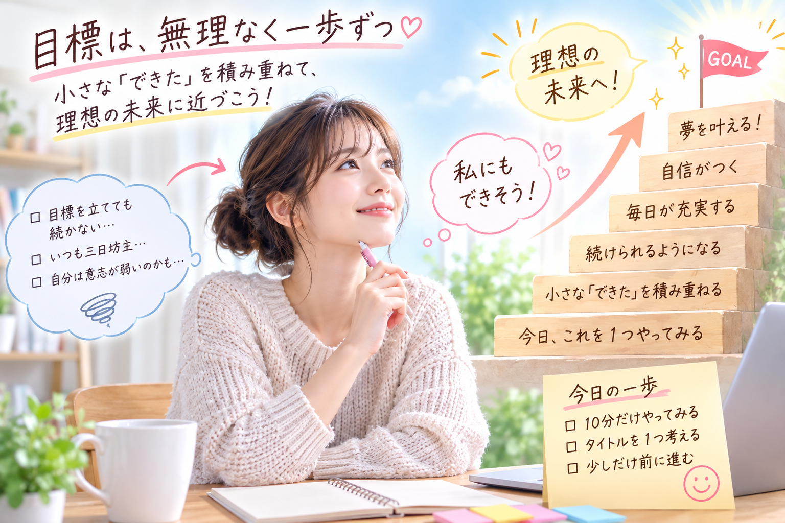 目標を立てても続かないのはなぜ？無理なく一歩ずつ進む目標設定のコツ