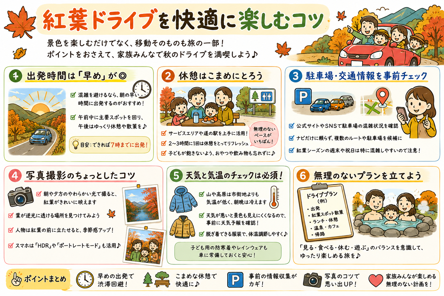 紅葉ドライブを快適に楽しむコツ