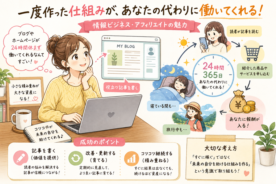 情報ビジネス・アフィリエイトの魅力とは？「仕組み」があなたの代わりに働く理由