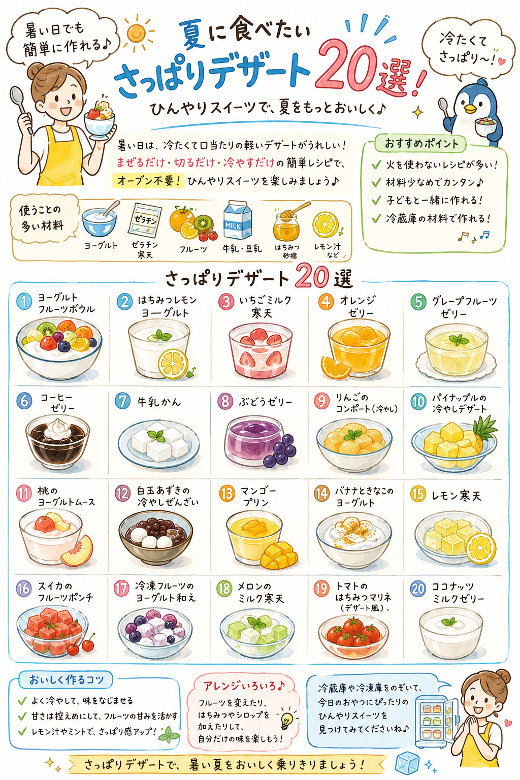 夏のさっぱりデザート20選！簡単・火を使わないひんやりスイーツ